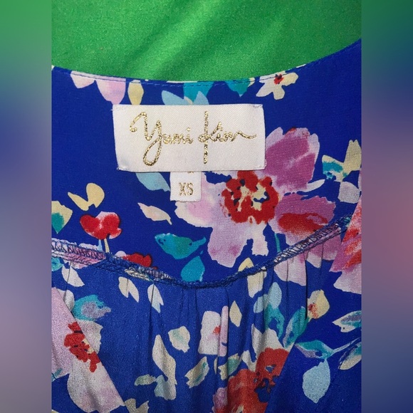 Yumi Kim 100% Silk Floral Blue Wrap Dress size XS - Picture 6 of 8